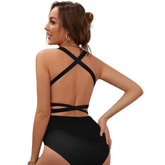 NWOT Women's Black Sexy Maternity One Piece Swimsuit Size XL - Picture 3 of 10